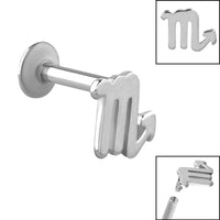 Titanium Internally Threaded Labrets 1.2mm - Steel Zodiac Signs