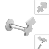 Titanium Internally Threaded Labrets 1.2mm - Steel Zodiac Signs