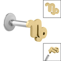 Titanium Internally Threaded Labrets 1.2mm - Gold Steel Zodiac Signs