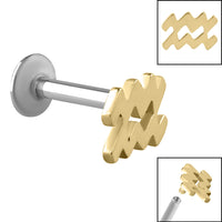 Titanium Internally Threaded Labrets 1.2mm - Gold Steel Zodiac Signs