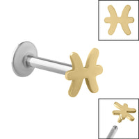 Titanium Internally Threaded Labrets 1.2mm - Gold Steel Zodiac Signs