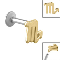 Titanium Internally Threaded Labrets 1.2mm - Gold Steel Zodiac Signs