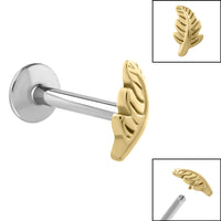 Titanium Internally Threaded Labrets 1.2mm - Steel Feather