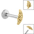 Titanium Internally Threaded Labrets 1.2mm - Steel Feather