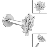 Titanium Internally Threaded Labrets 1.2mm - Steel Maple Leaf