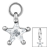 Steel Charm - Claw Set Jewelled Star