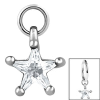 Steel Charm - Claw Set Jewelled Star