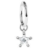 Steel Hinged Clicker Ring with Steel Claw Set Jewelled Star Charm