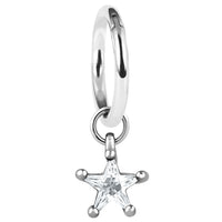 Steel Hinged Clicker Ring with Steel Claw Set Jewelled Star Charm