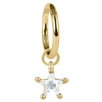 Steel Hinged Clicker Ring with Steel Claw Set Jewelled Star Charm