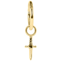 Steel Hinged Clicker Ring with Steel Mini Dagger Charm