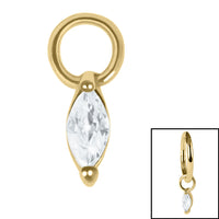 Steel Charm - Jewelled Marquise