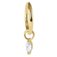 Steel Hinged Clicker Ring with Steel Jewelled Marquise Charm
