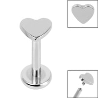 Titanium Internally Threaded Labrets 1.2mm - Titanium Heart
