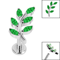 Titanium Internally Threaded Labrets 1.2mm - Titanium Claw Set Jewelled Vine