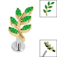 Titanium Internally Threaded Labrets 1.2mm - Titanium Claw Set Jewelled Vine