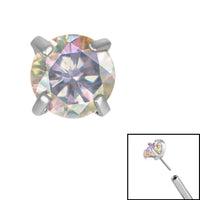 Titanium Threadless (Bend fit) Claw Set CZ Jewels