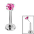 Titanium Threadless Labrets - Titanium (Bend-fit) Claw Set CZ Jewels 0.8mm Gauge - 5-8mm length