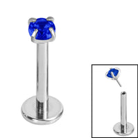 Titanium Threadless Labrets - Titanium (Bend-fit) Claw Set CZ Jewels 1.0mm Gauge - 5-6mm Length