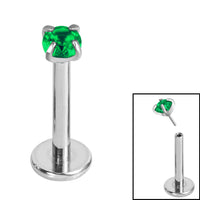 Titanium Threadless Labrets - Titanium (Bend-fit) Claw Set CZ Jewels 1.0mm Gauge - 7-8mm length