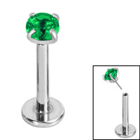 Titanium Threadless Labrets - Titanium (Bend-fit) Claw Set CZ Jewels 1.0mm Gauge - 5-6mm Length