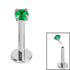 Titanium Threadless Labrets - Titanium (Bend-fit) Claw Set CZ Jewels 1.2mm Gauge - 5-7mm length