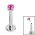Titanium Threadless Labrets - Titanium (Bend-fit) Claw Set CZ Jewels 1.2mm Gauge - 8-10mm length