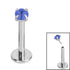 Titanium Threadless Labrets - Titanium (Bend-fit) Claw Set CZ Jewels 1.2mm Gauge - 8-10mm length
