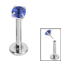 Titanium Threadless Labrets - Titanium (Bend-fit) Claw Set CZ Jewels 1.2mm Gauge - 8-10mm length