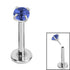 Titanium Threadless Labrets - Titanium (Bend-fit) Claw Set CZ Jewels 1.2mm Gauge - 8-10mm length