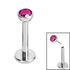 Titanium Threadless Labrets - Titanium (Bend/Push fit) Bezel Set Jewelled Balls 0.8mm Gauge