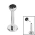 Titanium Threadless Labrets - Titanium (Bend/Push fit) Bezel Set Jewelled Balls 0.8mm Gauge