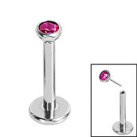 Titanium Threadless Labrets - Titanium (Bend/Push fit) Bezel Set Jewelled Balls 1.0mm Gauge