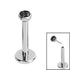 Titanium Threadless Labrets - Titanium (Bend/Push fit) Bezel Set Jewelled Balls 1.0mm Gauge