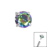 Titanium Claw Set Round CZ Jewel for Internal Thread shafts in 1.2mm