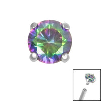 Titanium Claw Set Round CZ Jewel for Internal Thread shafts in 1.2mm
