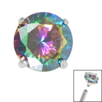 Titanium Claw Set Round CZ Jewel for Internal Thread shafts in 1.2mm