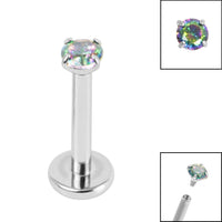 Titanium Internally Threaded Labrets 1.2mm - 2.5mm Titanium Claw Set Round CZ Jewel