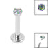 Titanium Internally Threaded Labrets 1.2mm - 2.5mm Titanium Claw Set Round CZ Jewel