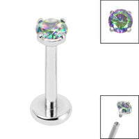Titanium Internally Threaded Labrets 1.2mm - 3mm Titanium Claw Set Round CZ Jewel