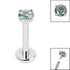 Titanium Internally Threaded Labrets 1.2mm - 3mm Titanium Claw Set Round CZ Jewel