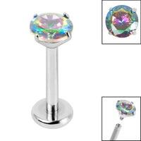 Titanium Internally Threaded Labrets 1.2mm - 4mm Titanium Claw Set Round CZ Jewel