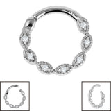 Steel Paris Milgrain Jewelled Hinged Clicker Ring