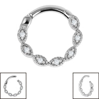 Steel Paris Milgrain Jewelled Hinged Clicker Ring