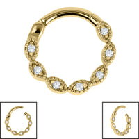 Steel Paris Milgrain Jewelled Hinged Clicker Ring