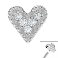 Titanium Textured Jewelled Heart for Internal Thread shafts in 1.2mm