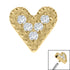 Titanium Textured Jewelled Heart for Internal Thread shafts in 1.2mm