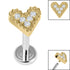 Titanium Internally Threaded Labrets 1.2mm - Titanium Textured Jewelled Heart