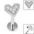 Titanium Internally Threaded Labrets 1.2mm - Titanium Textured Jewelled Heart