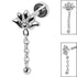 Titanium Internally Threaded Labrets 1.2mm - Steel Lotus Flower Chain Drop